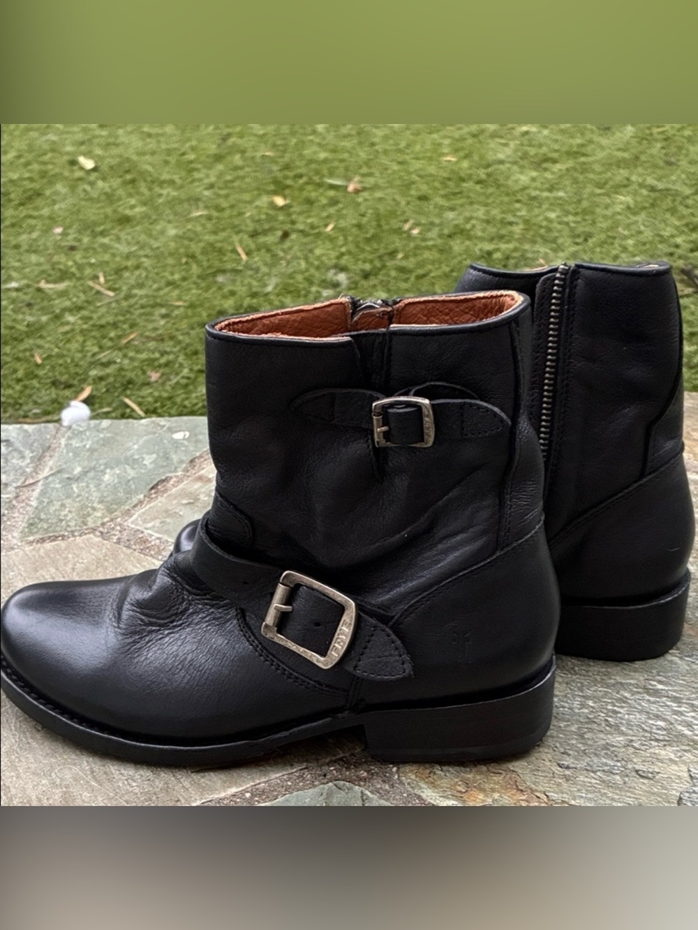 Frye Veronica  Leather Buckle Ankle Boots, size 8